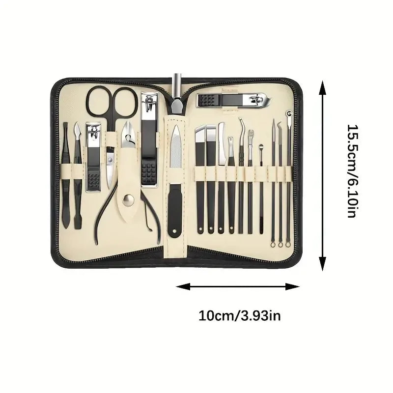 Profissional Nail Clippers Set com Caso de Viagem Portátil, Ferramenta Manicure, Cutícula Nippers e Kit Cortador, 9 Pcs, 18Pcs